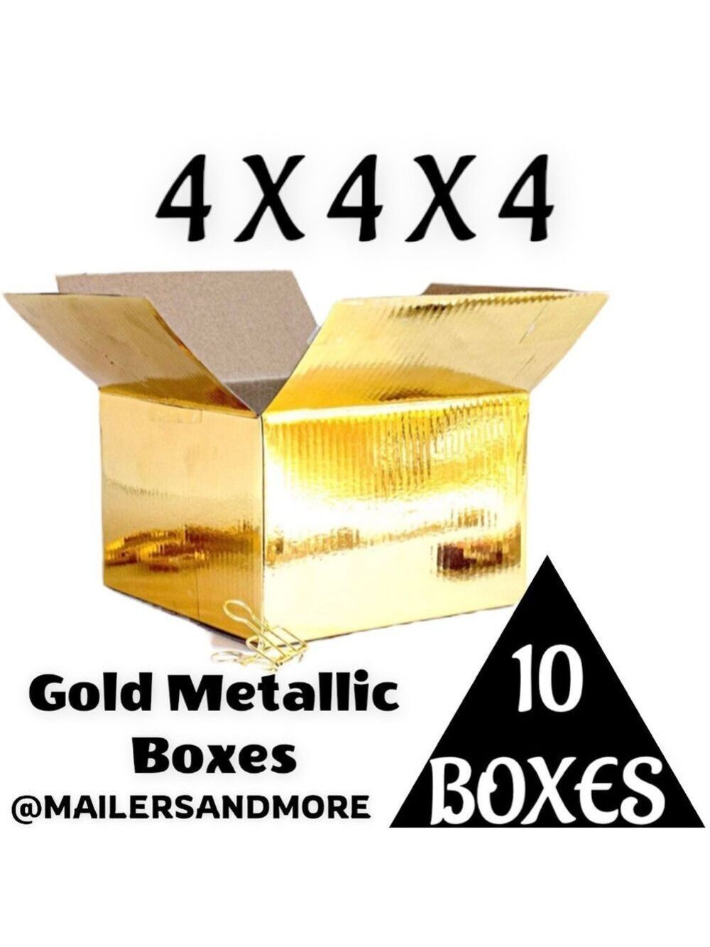 10 Pack of 4x4x4 Gold Boxes, Shipping Boxes, Packing Materials, PRICE IS FIRM